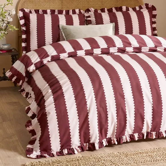 Furn. Birdie Stripe Polycotton Duvet Cover & Pillowcase Set 4