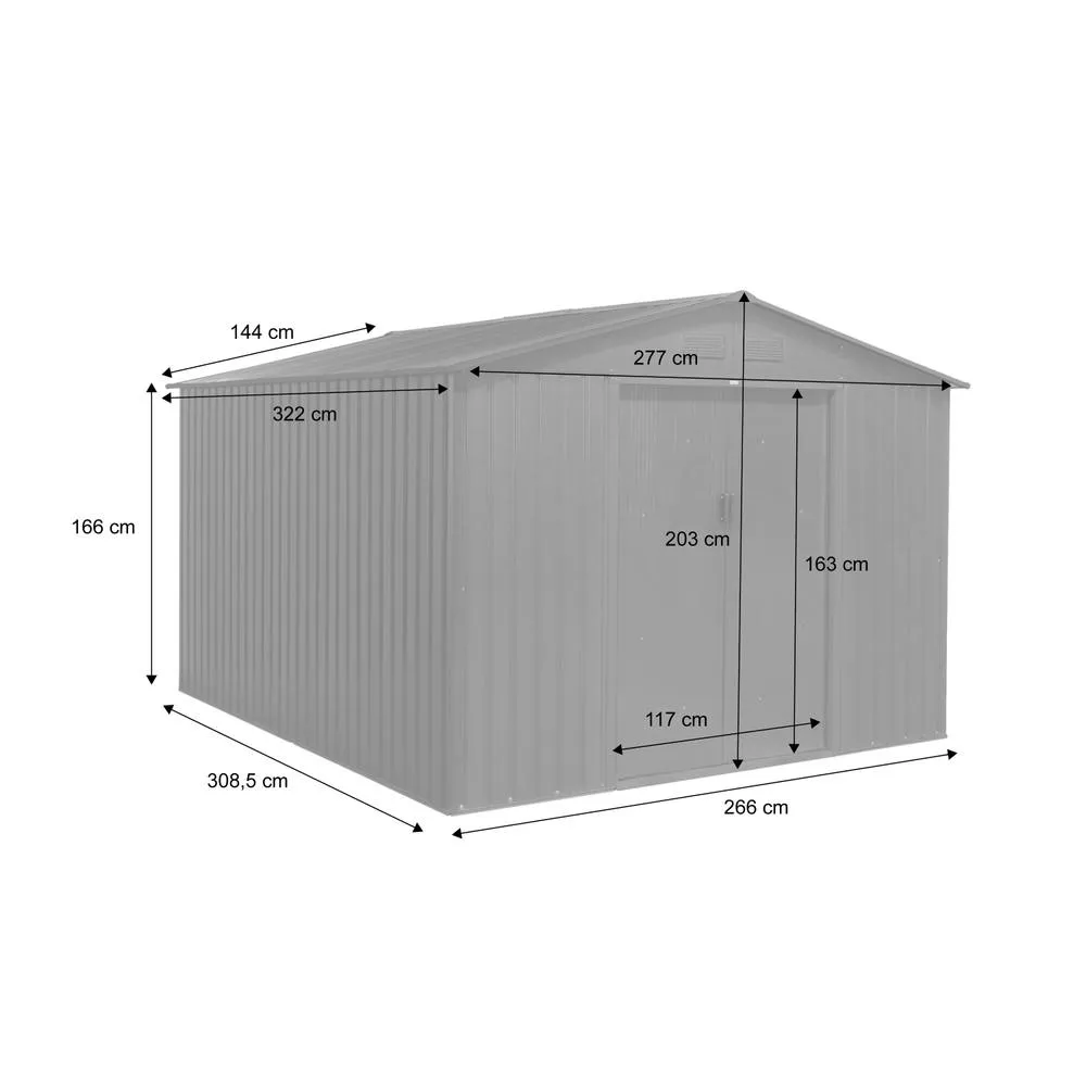 sweeek (8.7 X 10.1ft) 8.95m² Metal Garden Storage Shed in Dark Grey 5