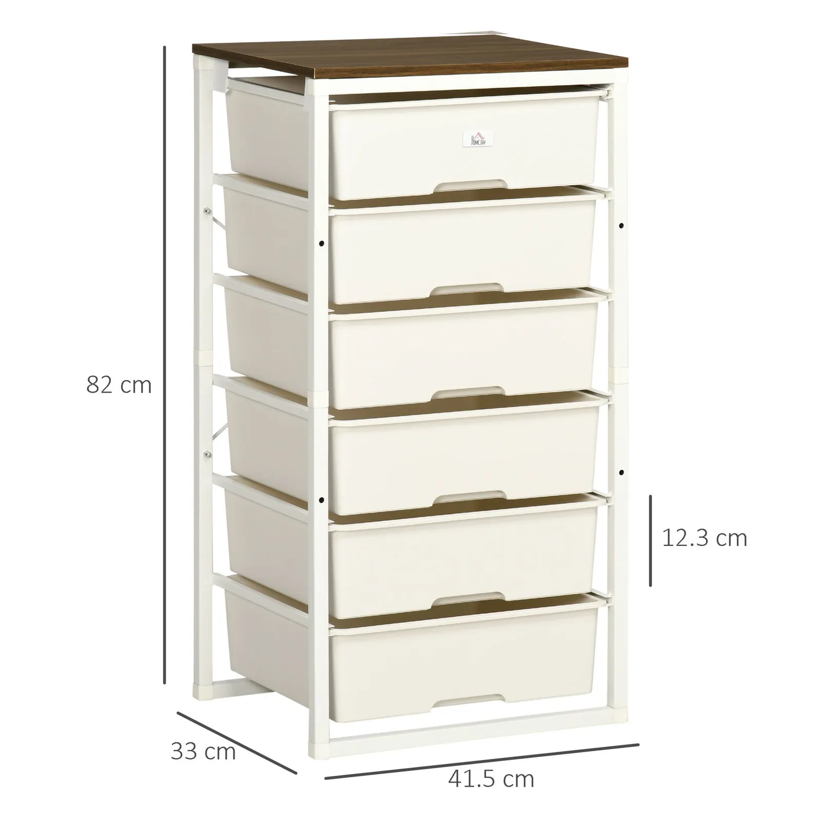 HOMCOM Chest of Drawers 6 Drawer Dresser Storage Cabinet Bedroom Living Room in White 3