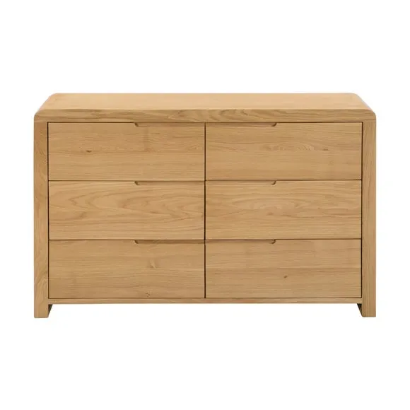 Curve Wide 6 Drawer Chest, Oak 4