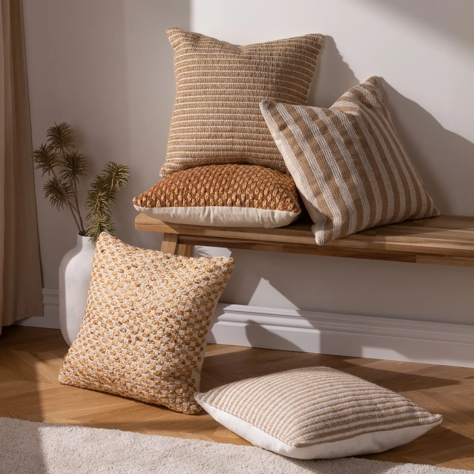 Yard Organik Stripe Jute Woven Cushion in Natural 6