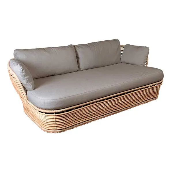 Cane Line Basket Garden Sofa in Natural with Taupe Fabric