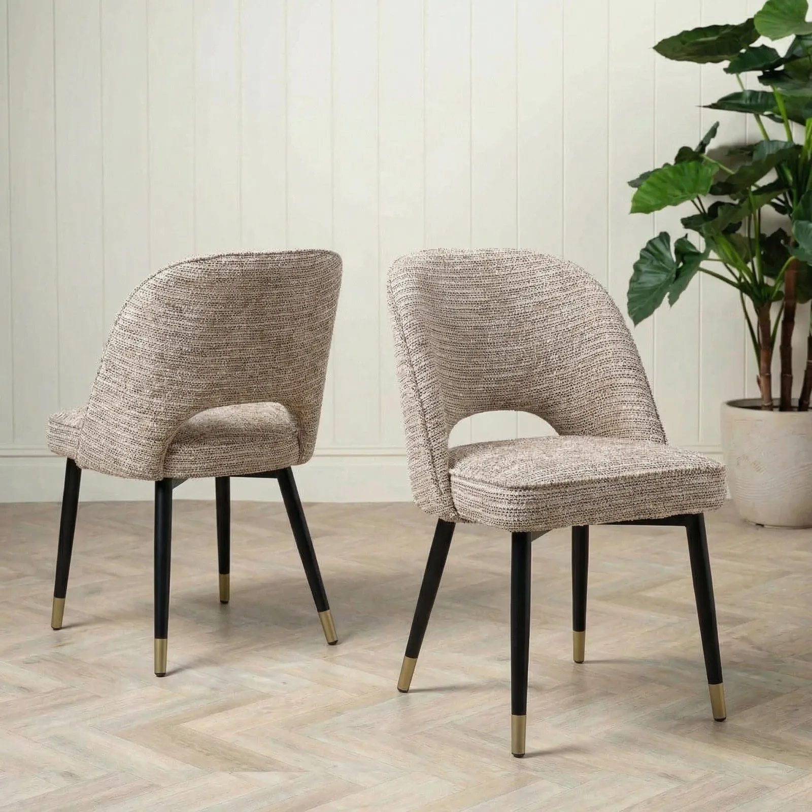 Eichholtz Cliff Dining Chair Made Beige Set Of 2, Neutral Fabric | Barker & Stonehouse