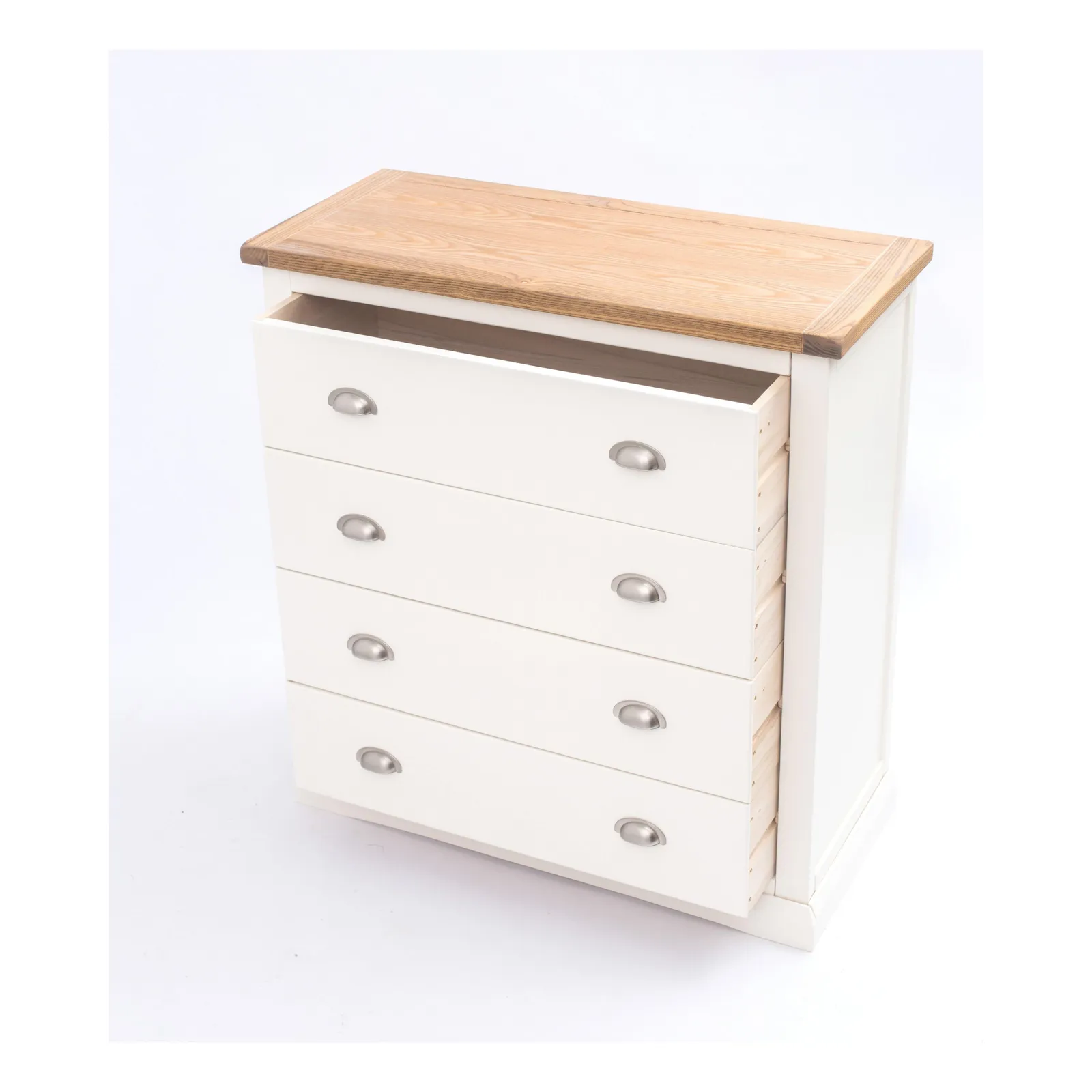 Cabinet Bits Cosenza 4 Drawer Chest of Drawers Chrome Cup Handle in Off-White 4