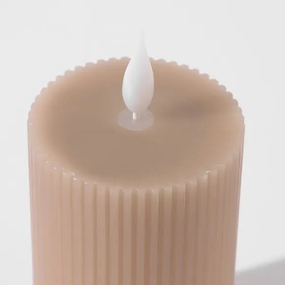 LED Tap Out Ribbed Pillar Candle 2