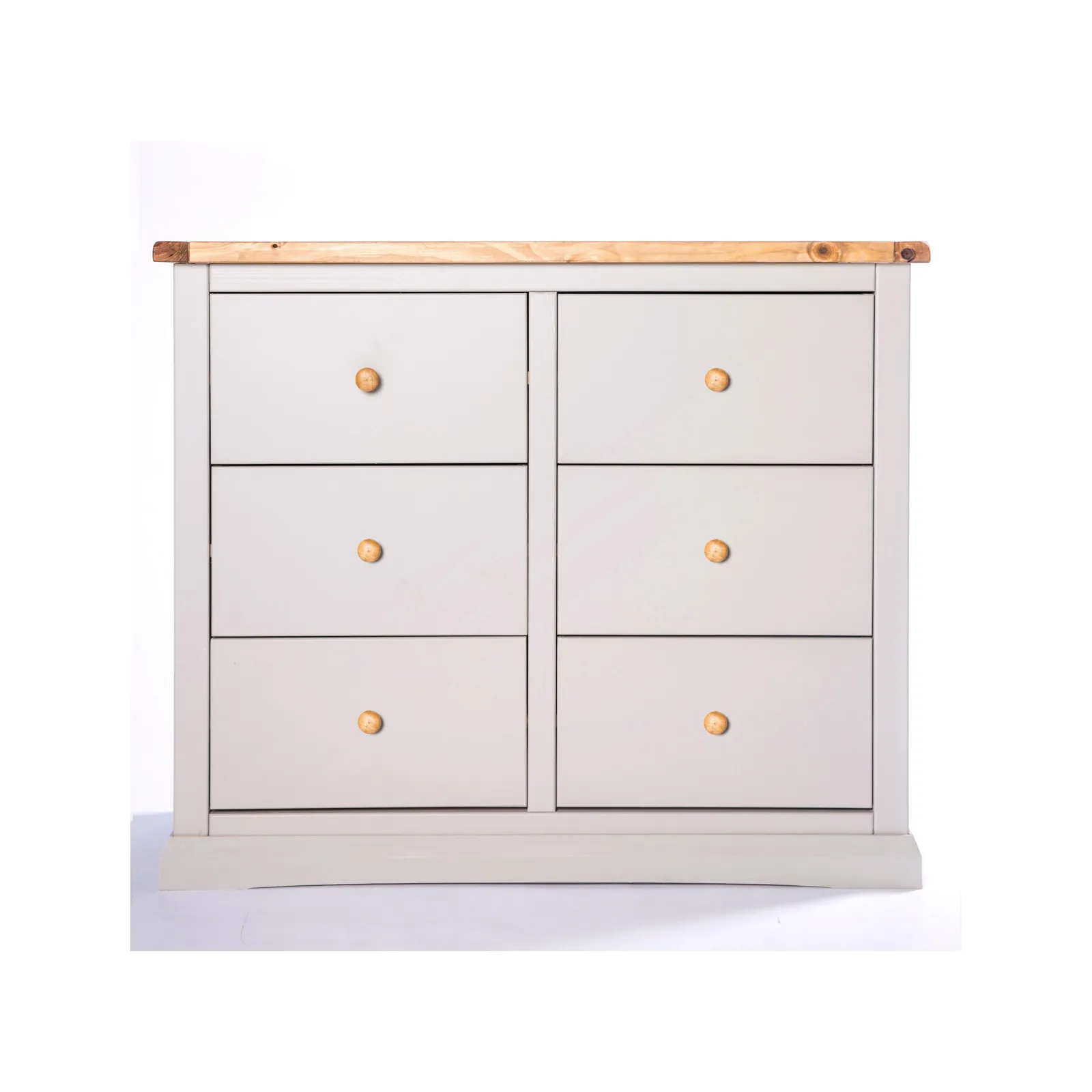 Cabinet Bits Loreo 6 Drawer Chest of Drawers Wood Knob in Light Grey