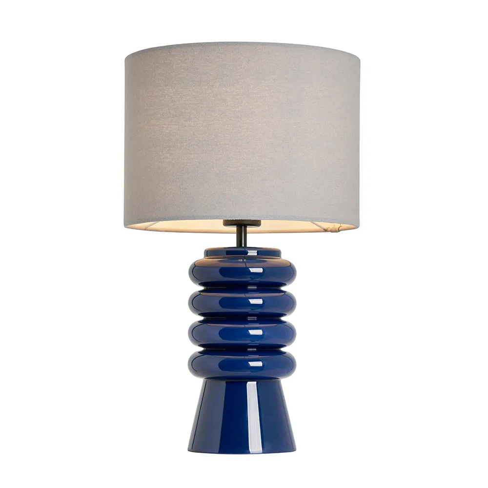 Rahya Ribbed Glass Table Lamp, Blue