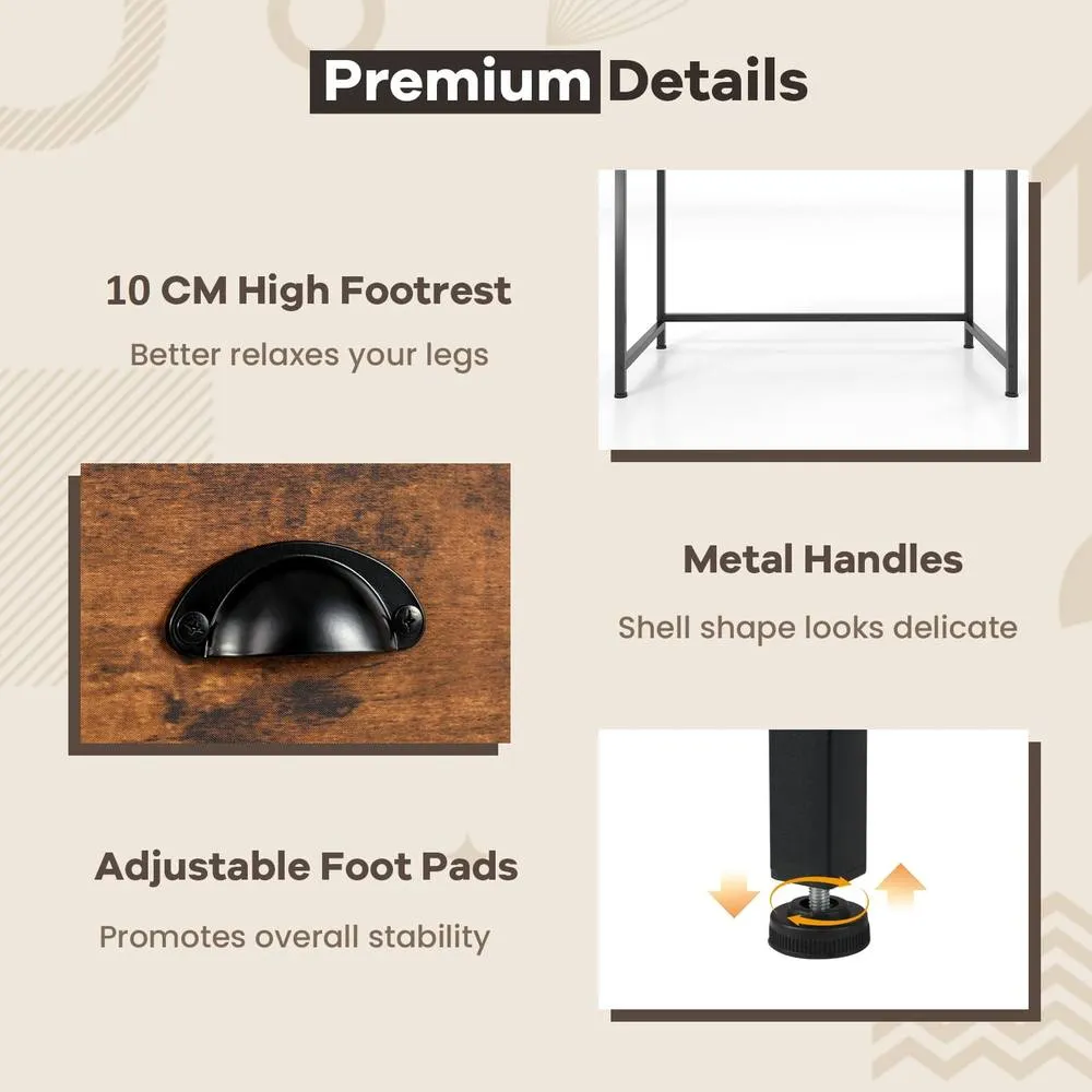 Costway Computer Desk Space Saving Home Office Desk w/2 Fabric Drawers-Coffee in Brown 5