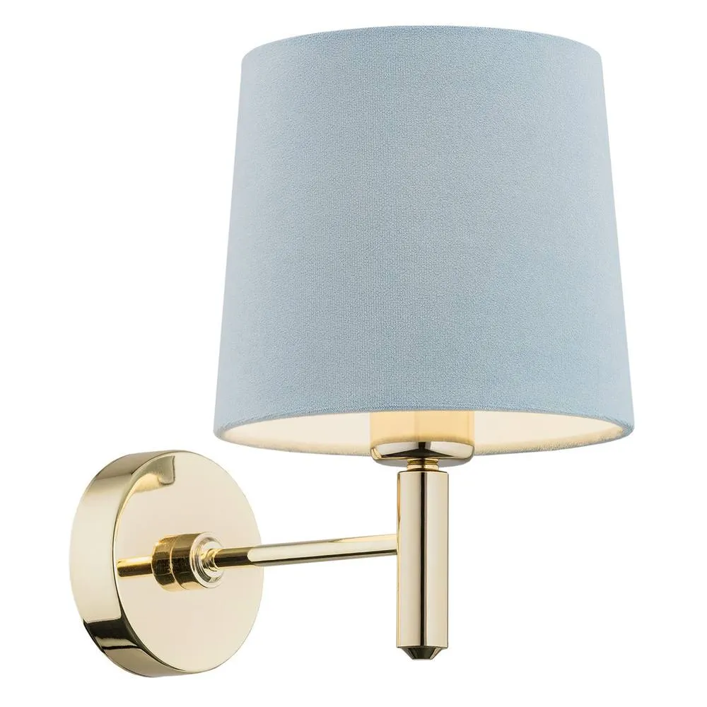 Netlighting Ponte Wall Lamp With Shade Blue Dark Brass Steel in Light Blue