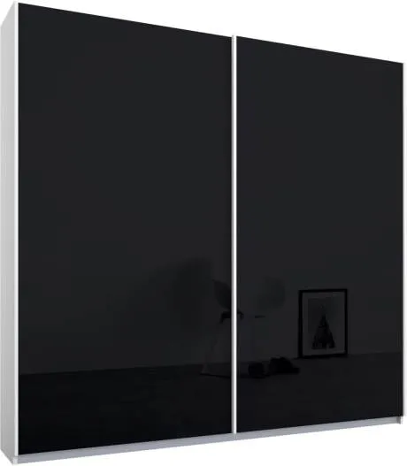 Malix 2 door 181cm Sliding Wardrobe, White Frame, Basalt Grey Glass Doors