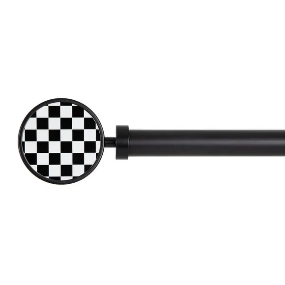 Checkerboard Extendable Metal Eyelet Curtain Pole​ 2