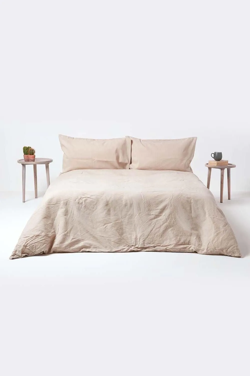 Homescapes Luxury Soft Plain Linen Deep Fitted Sheet 18 inch Deep in Natural 4