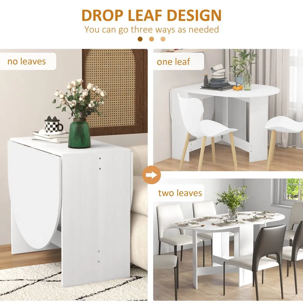 HOMCOM Oval Kitchen Table for Dining Room, Small Spaces, Ash Wood-Effect in White 4