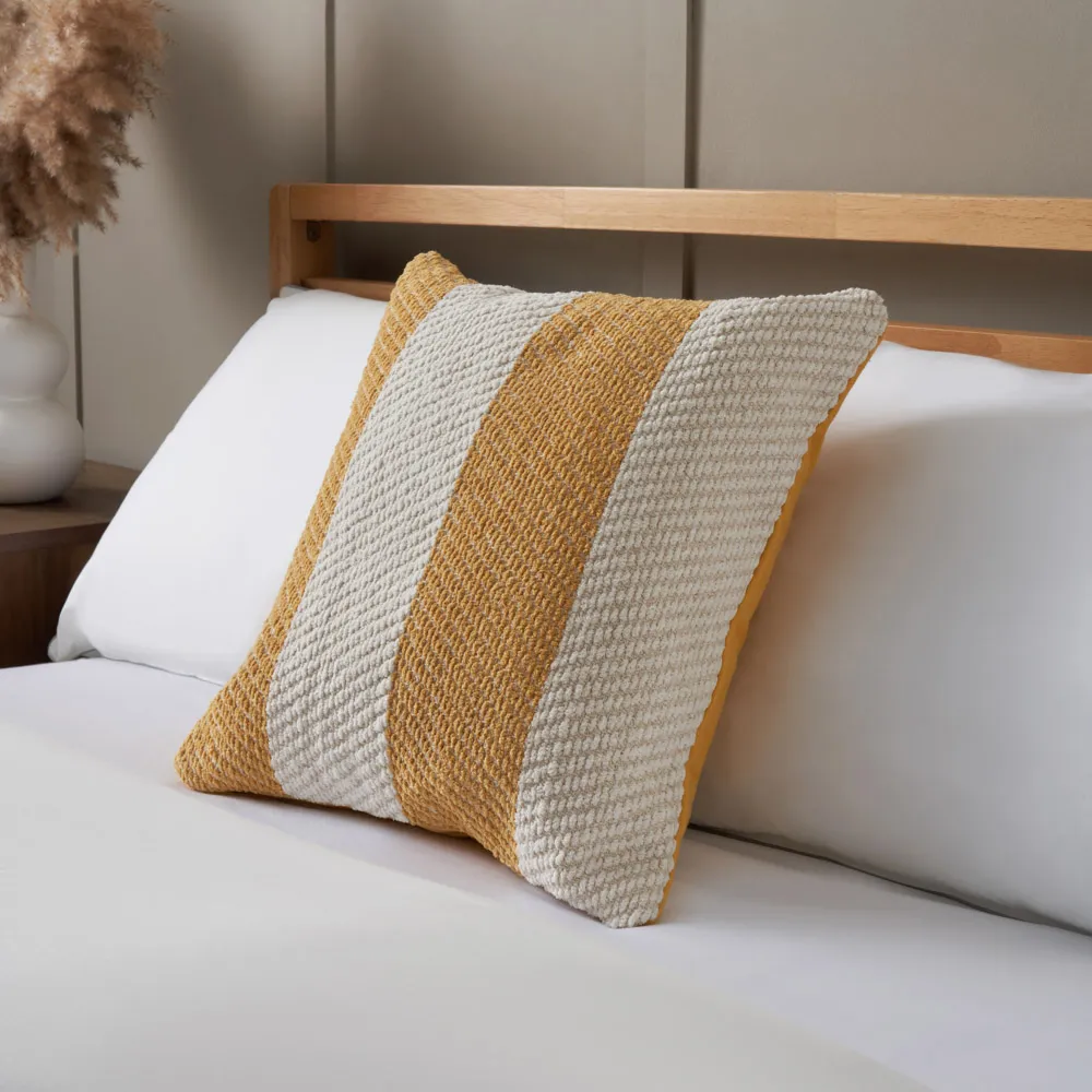 Herringbone Chenille Cushion, Ochre 1