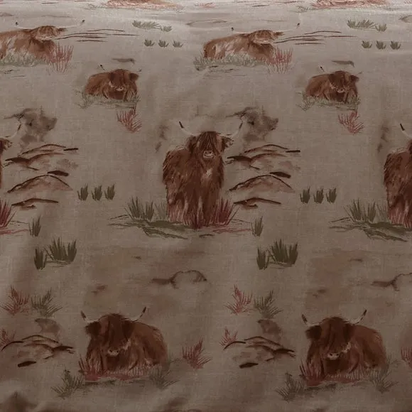 Dreams & Drapes Lodge Hanson Highland Cow Terracotta 100% Brushed Cotton Duvet Cover & Pillowcase Set 3