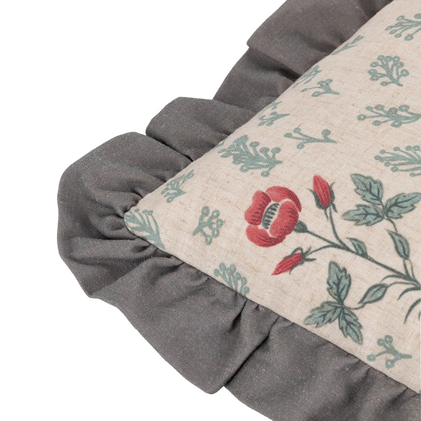 Paoletti Linen Renata Floral Printed Ruffle Cushion 5