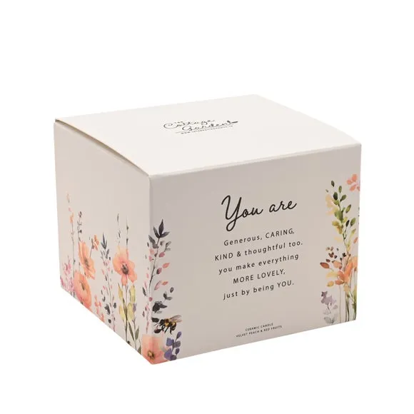 The Cottage Garden Peach Floral Multi Wick Ceramic Candle 2