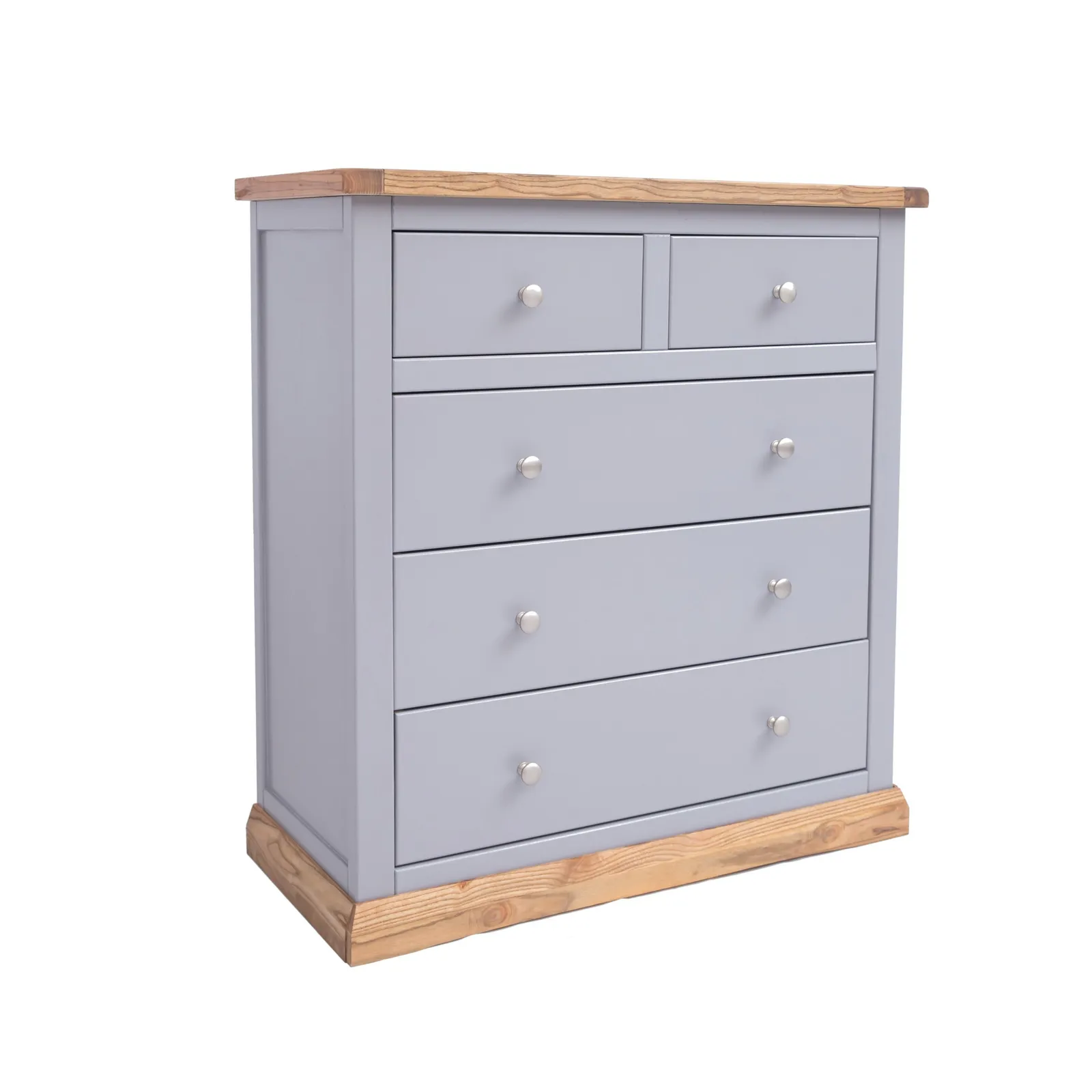 Cabinet Bits Biccari 5 Drawer Chest of Drawers Chrome Knob in Grey 2