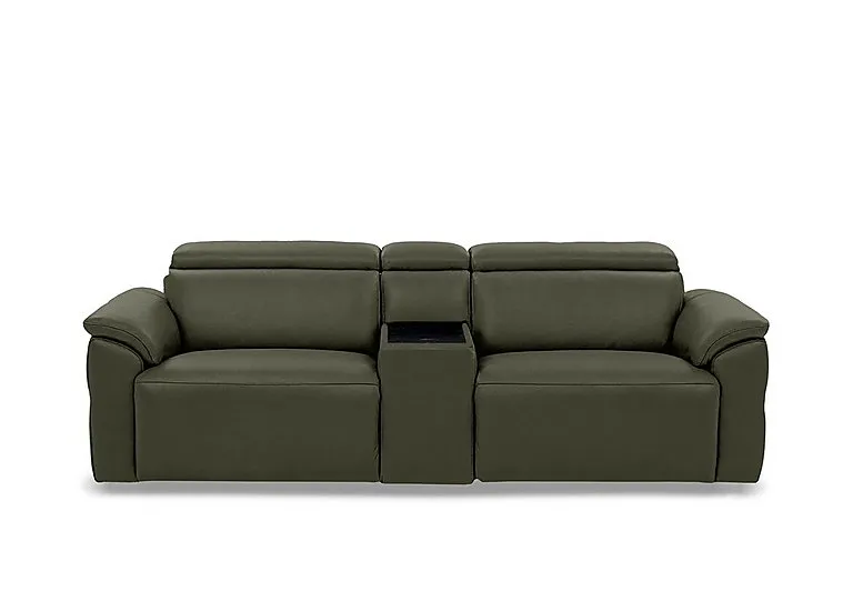Dolomite 3 Seater Leather Power Recliner Sofa with Power Headrests and Console - Oslo Pine