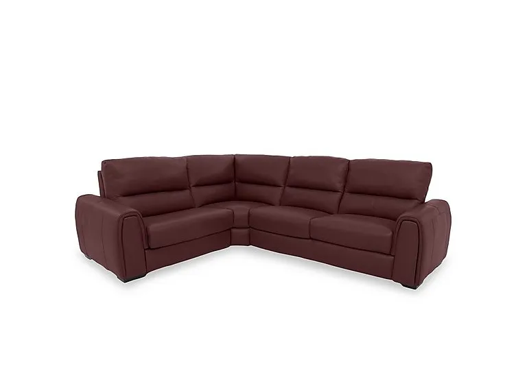 Flex Leather Small Power Recliner Corner Sofa with Storage Arms - BV Deep Red