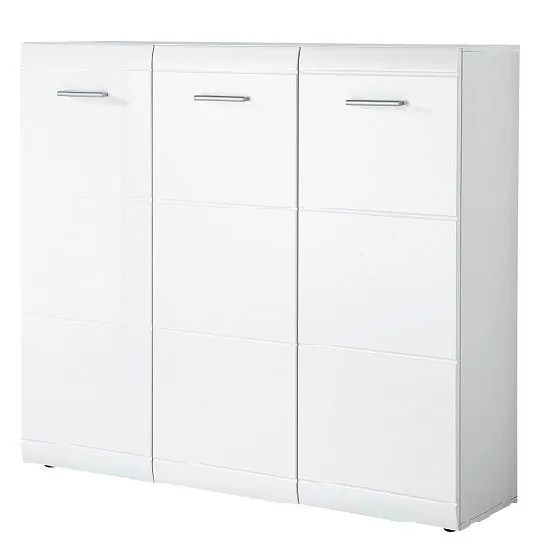 Adrian Large Shoe Cabinet In White Gloss Fronts With 3 Doors