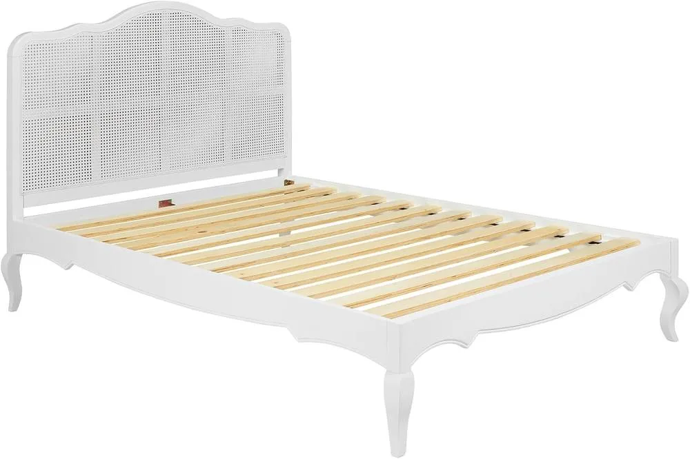 Statement Furniture Louis 5ft King Size Bed Frame with Rattan Cane Headboard in White 6