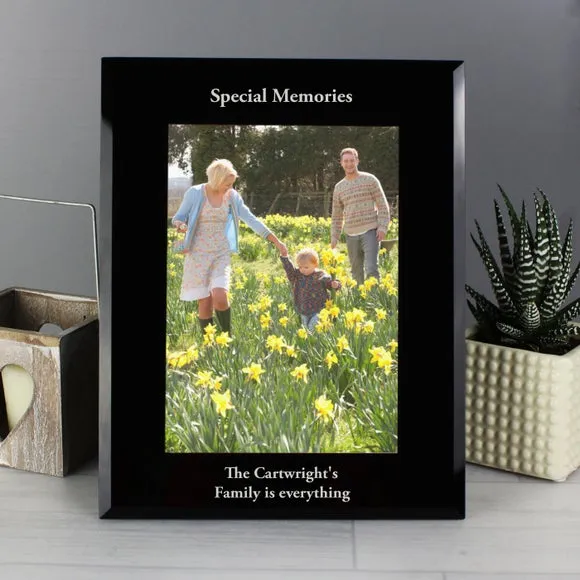 Personalised Portrait Black Glass Photo Frame 2
