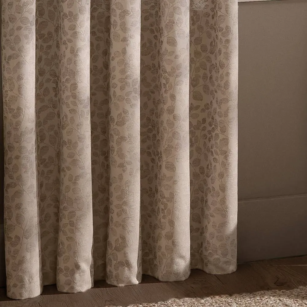 Wylder Grace Leaf Jacquard Fully Lined Eyelet Curtain Pair in Nude 5