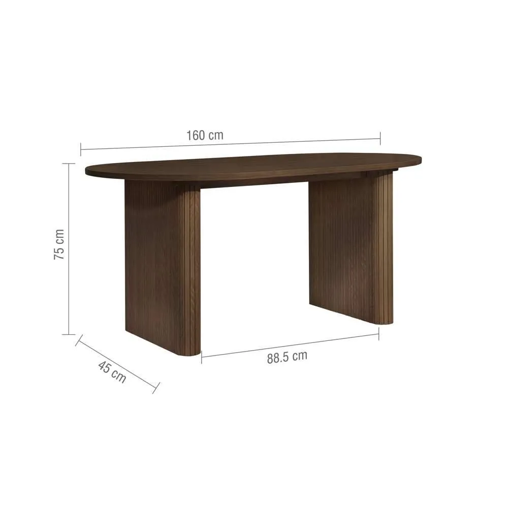 Birlea Axel Oval Fluted Dining Table With 4 Chairs in Brown 6