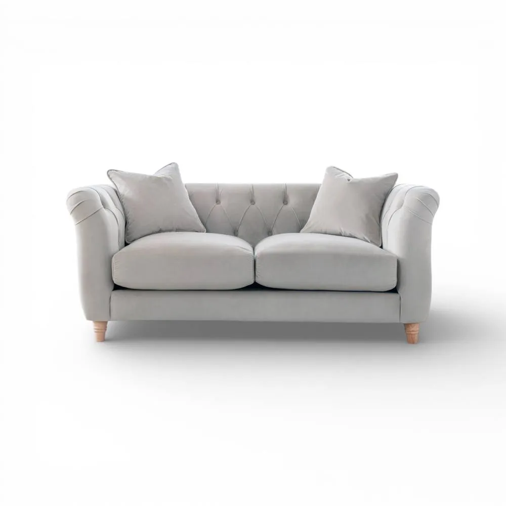 The Great Sofa Company Kensington 2-Seater Velvet Chesterfield Sofa in Silver 3
