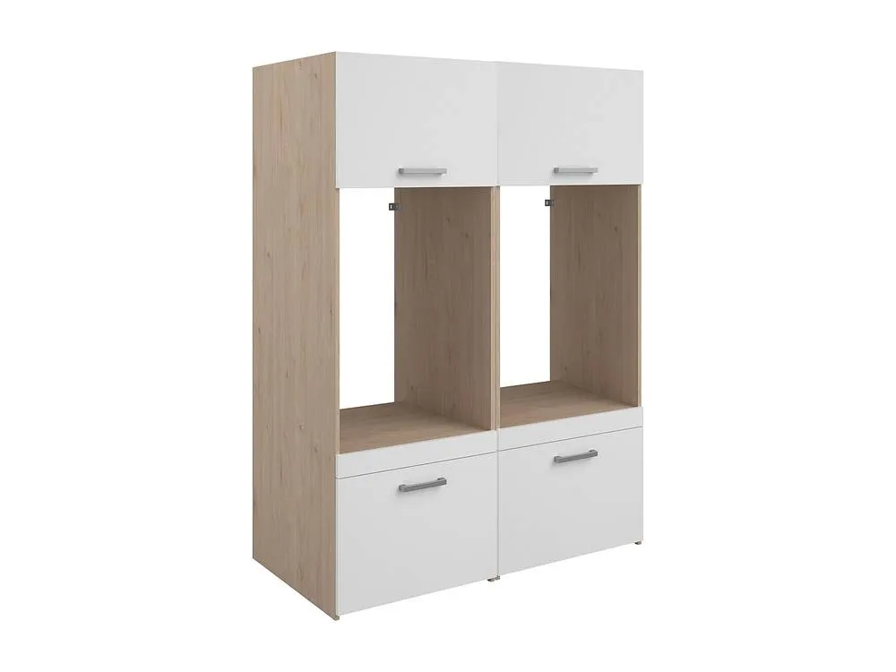 Vente-unique Cabinet for 2 Washing Machines With Cupboards - Light Natural and in Light Oak 4