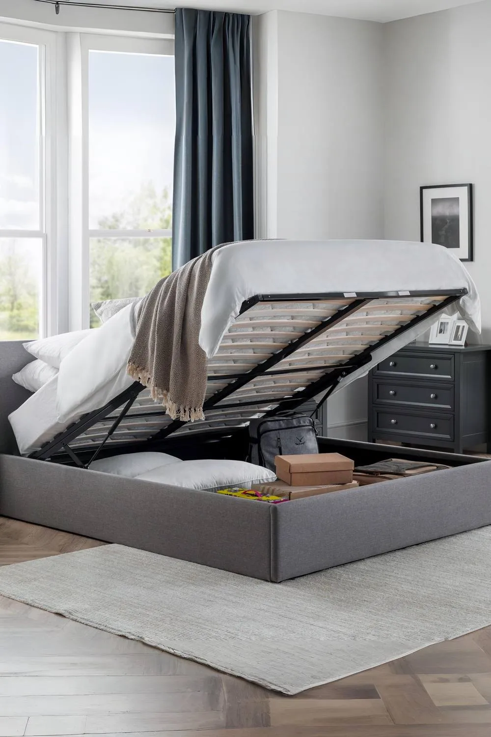 Julian Bowen Rialto Upholstered Ottoman Storage Bed in Grey 2