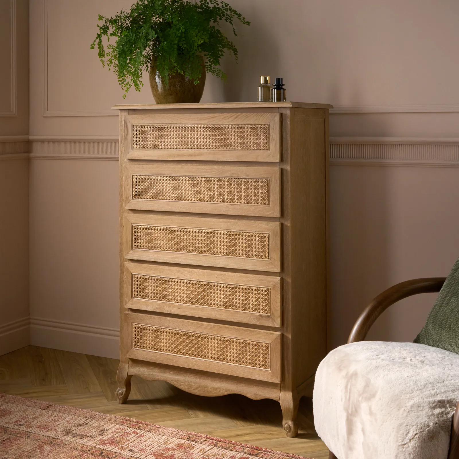 Sienna Beau Rattan Tall Boy, Weathered Oak / Rattan