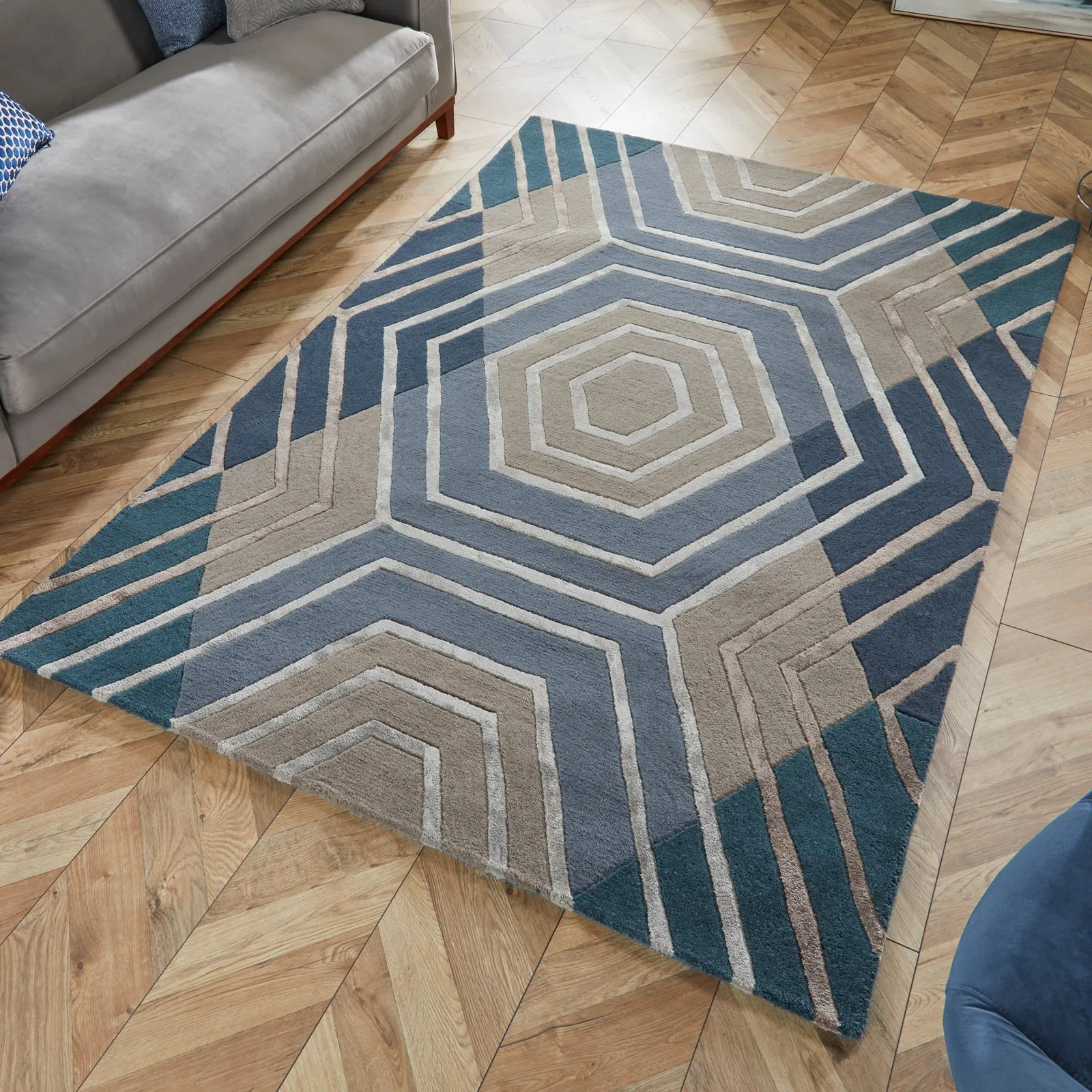 Harlow Rug Blue and Brown