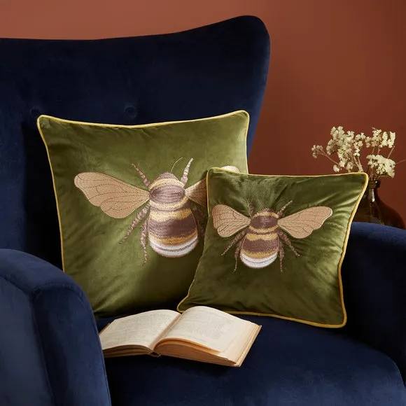 Embroidered Bee Square Cushion 6