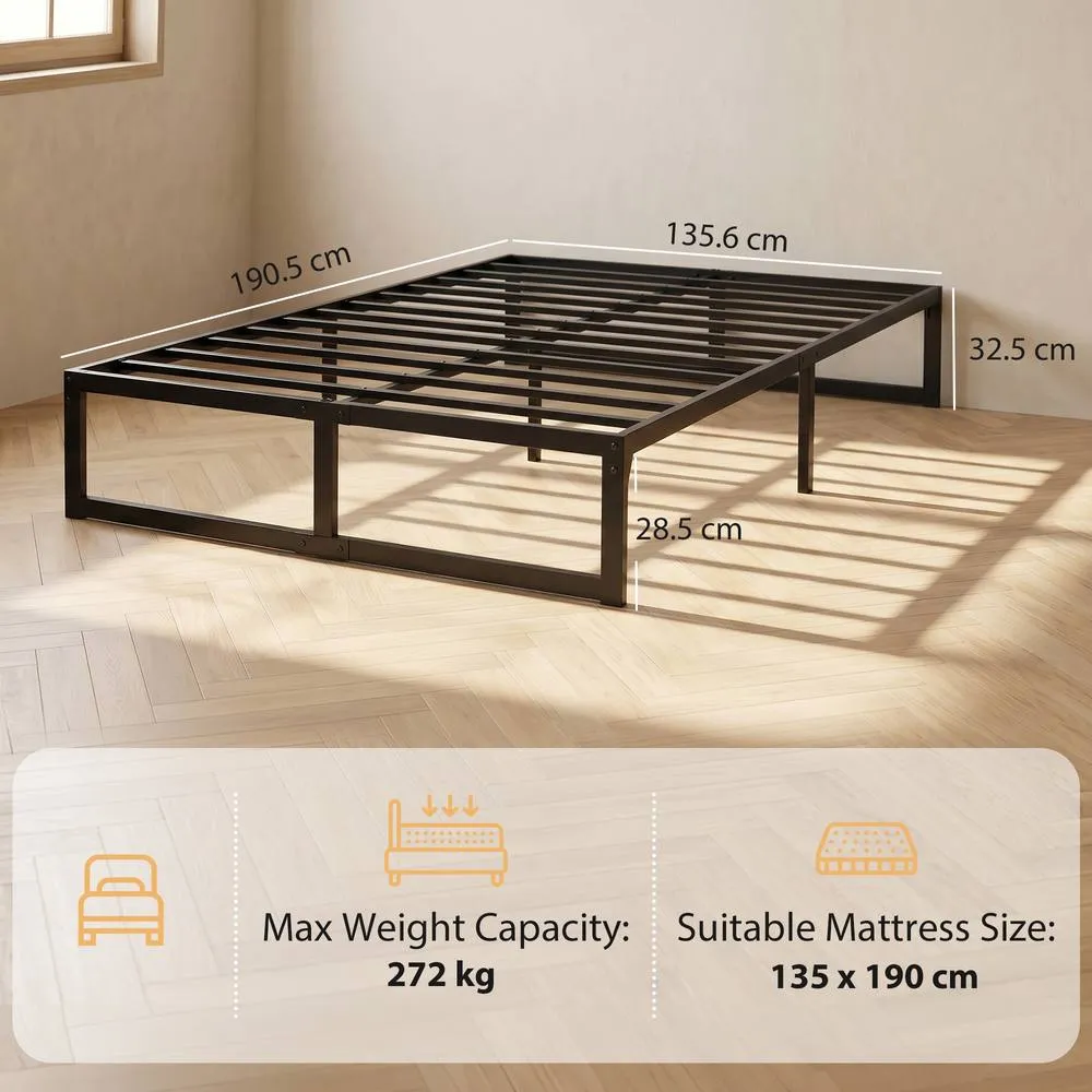 HOMCOM 4ft6 Double Bed Frame with Underbed Storage, Noise-Free, Black 3