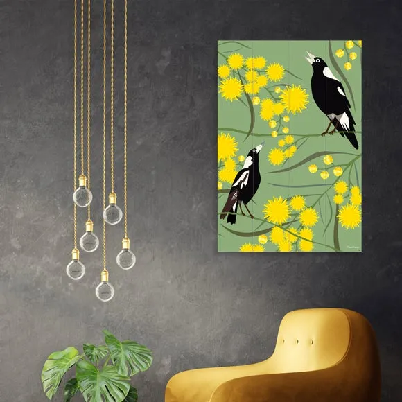 The Art Group Magpies Wooden Wall Art