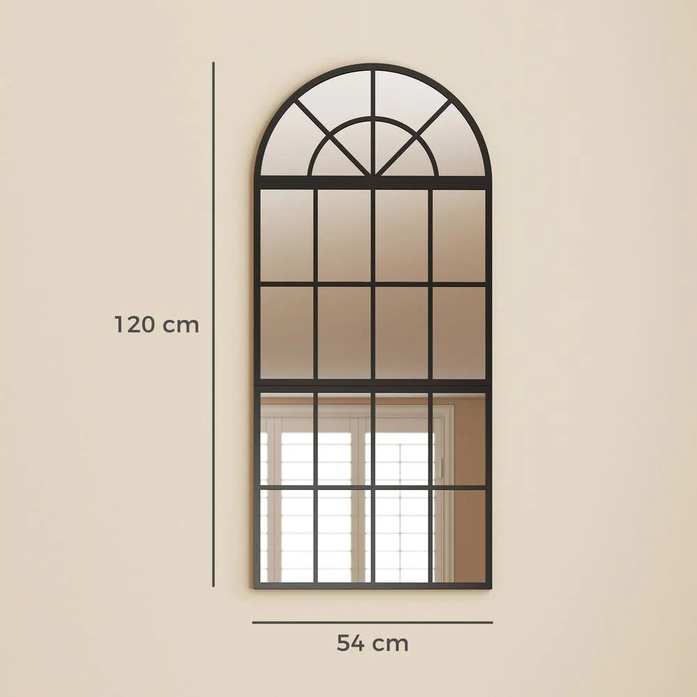 HOMCOM Large Arched Wall Mirror with 3-Piece & Tempered Glass in Black 3