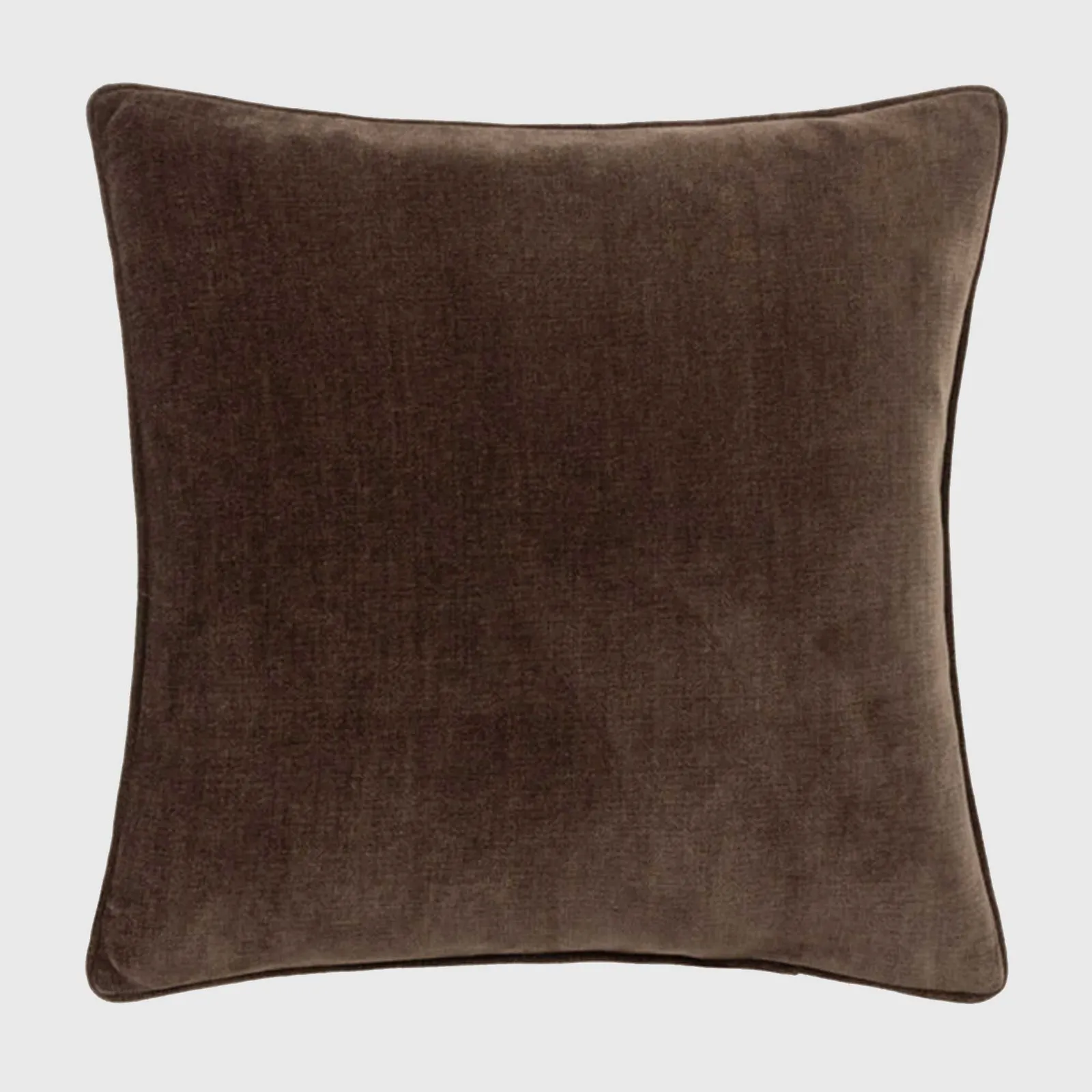 Chocolate Chenille Piped Cushion, Square, Brown Polyester | Barker & Stonehouse