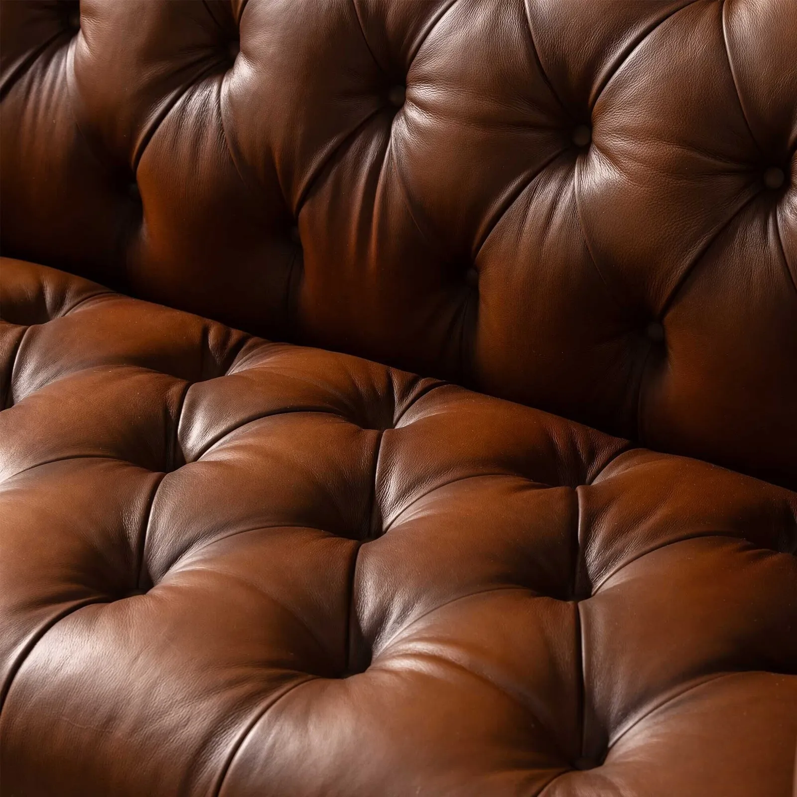 Ullswater 3.5 Seater Leather Chesterfield Sofa, Brown Fabric | Barker & Stonehouse 4