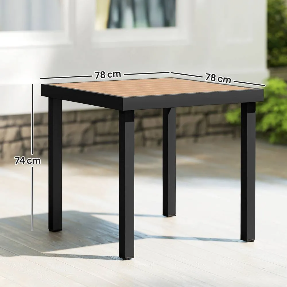 OUTSUNNY 78 cm Garden Dining Table for 4, Square Outdoor Side Table, Natural 3