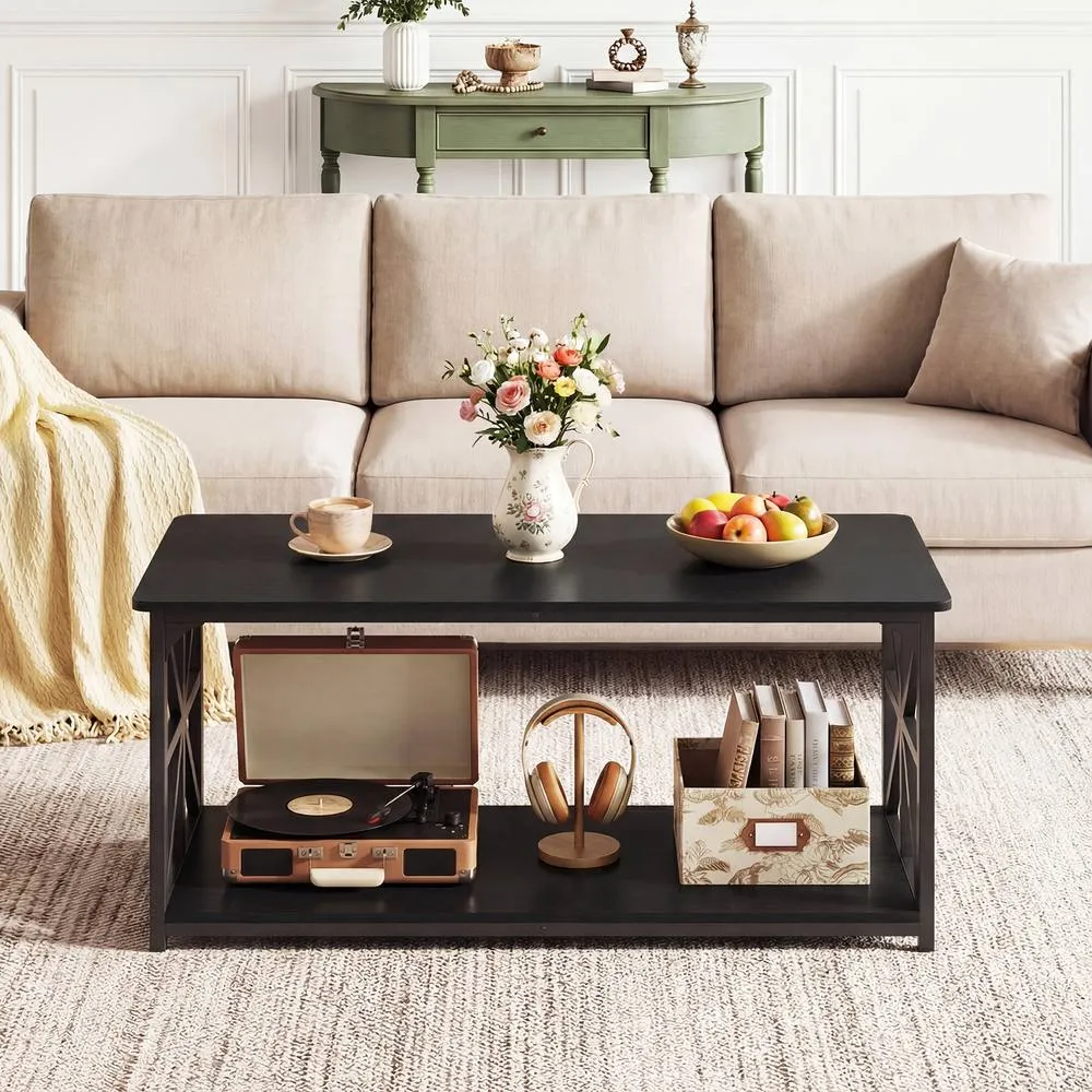 Costway Industrial Farmhouse Accent Table in Black 5
