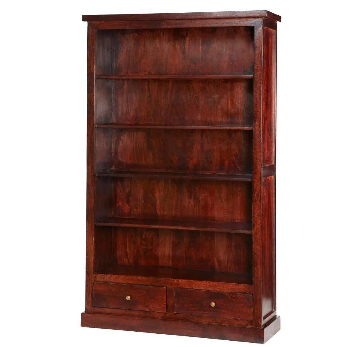 IH Design Mardig Dark Wood Large Bookcase with Drawers in Brown