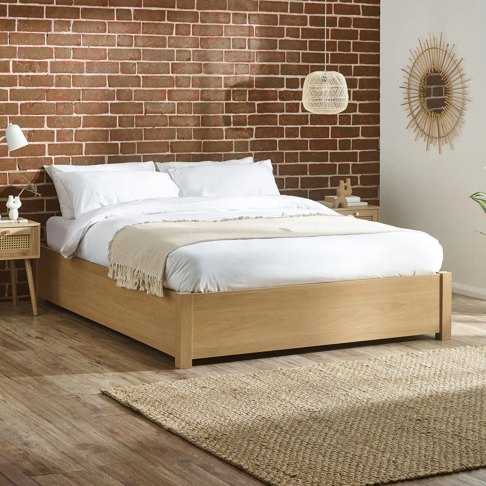 Westbrook – Double – Platform Ottoman Storage Bed – Oak – Wooden – 5ft - Happy Beds