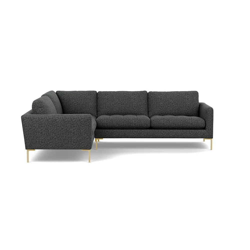 Heal's Eton Left Hand Facing Corner Sofa Brecon Charcoal Brass Feet