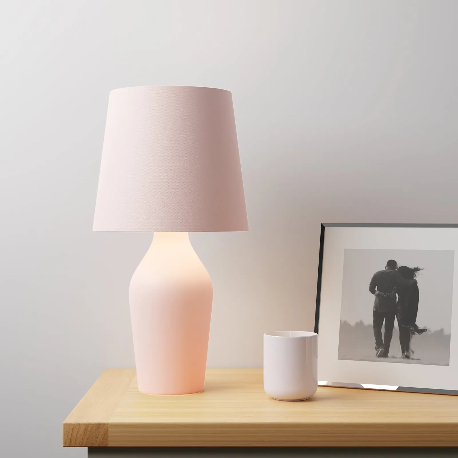 Ava Stoneware Blush Pink Table Lamp Blush