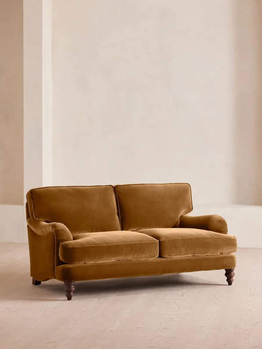 Arundel Two Seater Sofa, Velvet, Mustard