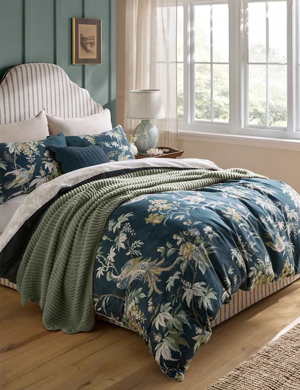 Laura Ashley 2 Pack Pure Cotton Attleton Pillowcases Blue Mix