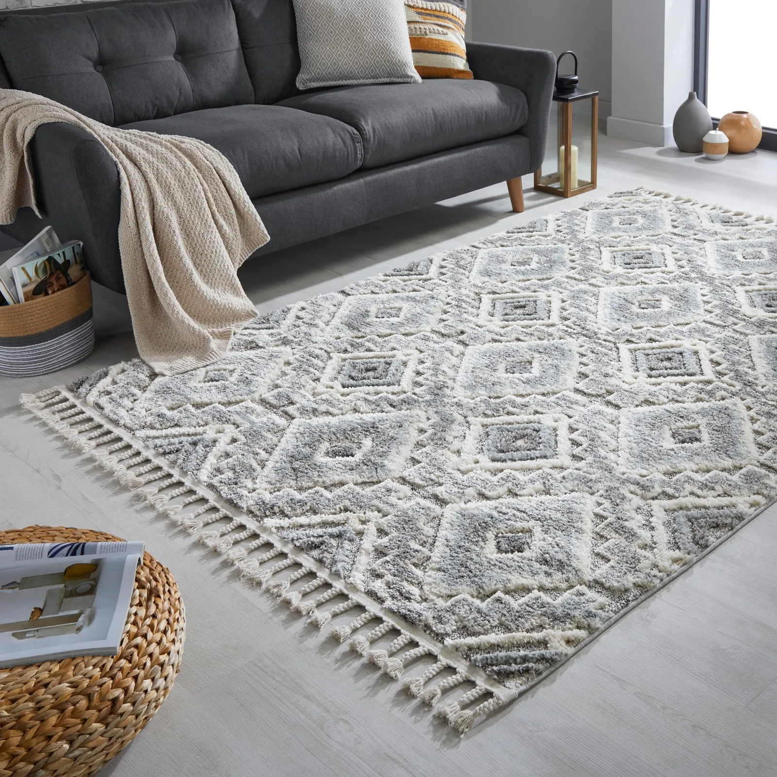 Victoria Geometric Rug Grey