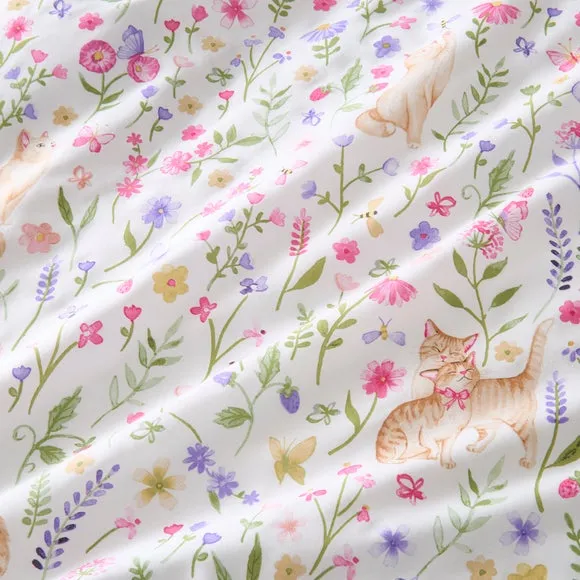 Floral Kitty Cats Quilt Cover & Pillowcase Set 5